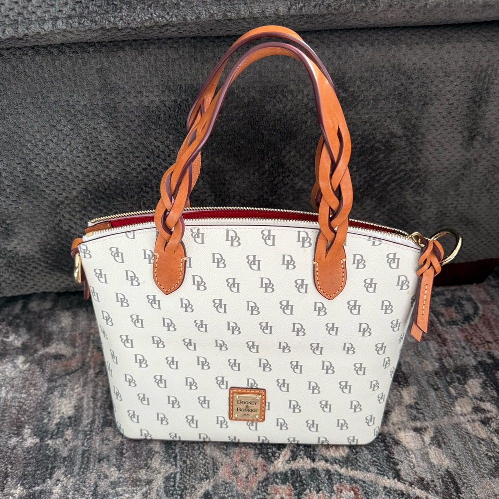 Dooney & Bourke White and Tan Handbag